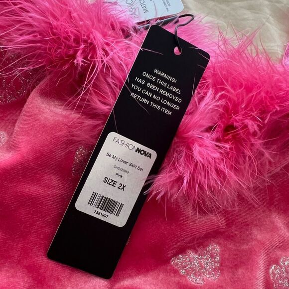 Pink Feather Trim Skirt and Top set - Picture 4 of 4